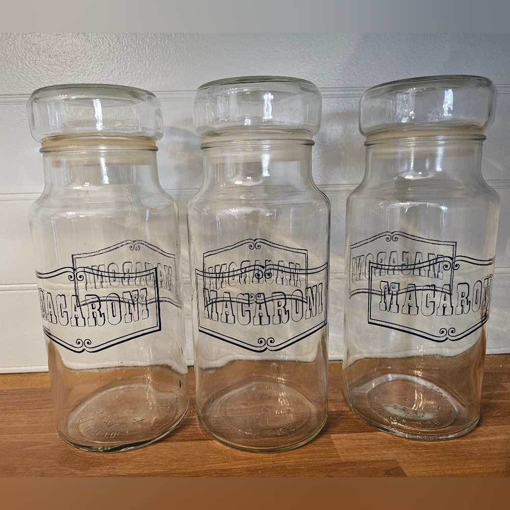 3 vintage macaroni jars